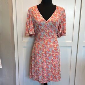 Billabong Floral Midi Wrap Dress - Pink and Blue